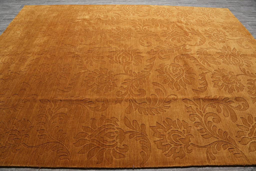 9 x 11.9 Contemporary  Solid Rust Colour Handmade Rug #F-6304