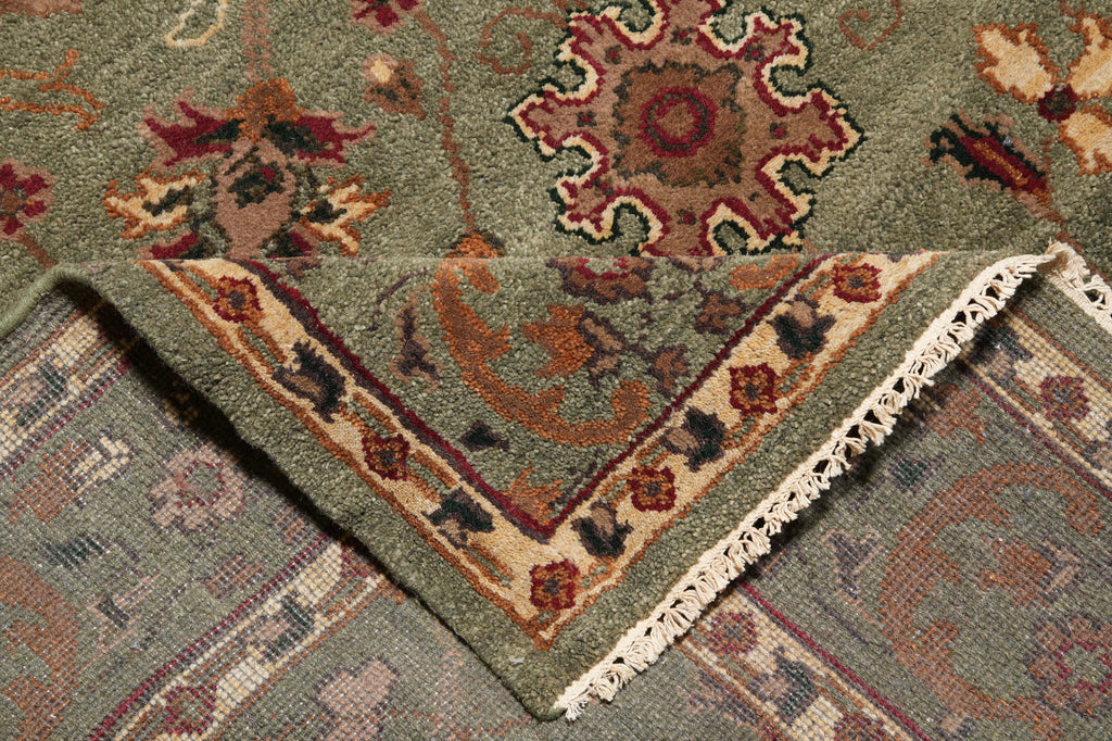 6 x 9.2 Green Handmade Wool Rug #F-4446