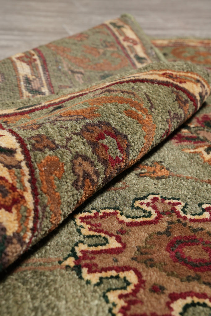 6 x 9.2 Green Handmade Wool Rug #F-4446