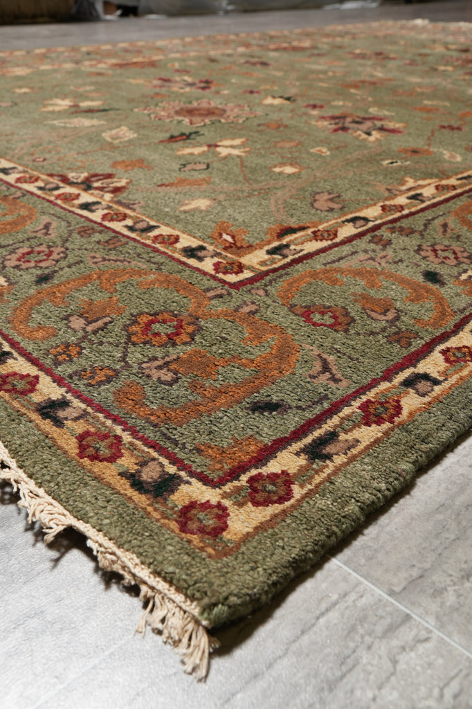 6 x 9.2 Green Handmade Wool Rug #F-4446