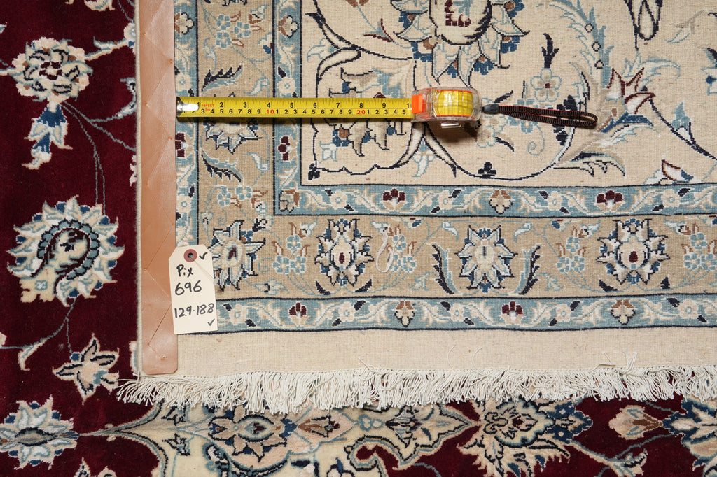 12.9 x 18.8 Authentic Persian Nain Rug Large Wool and Silk #PIX-696