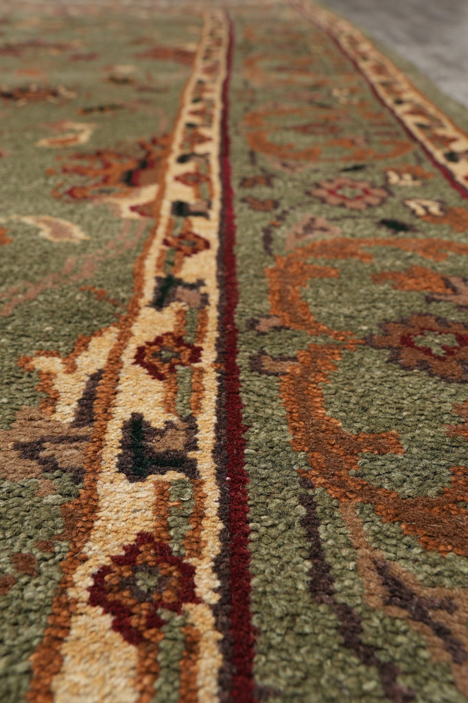 6 x 9.2 Green Handmade Wool Rug #F-4446