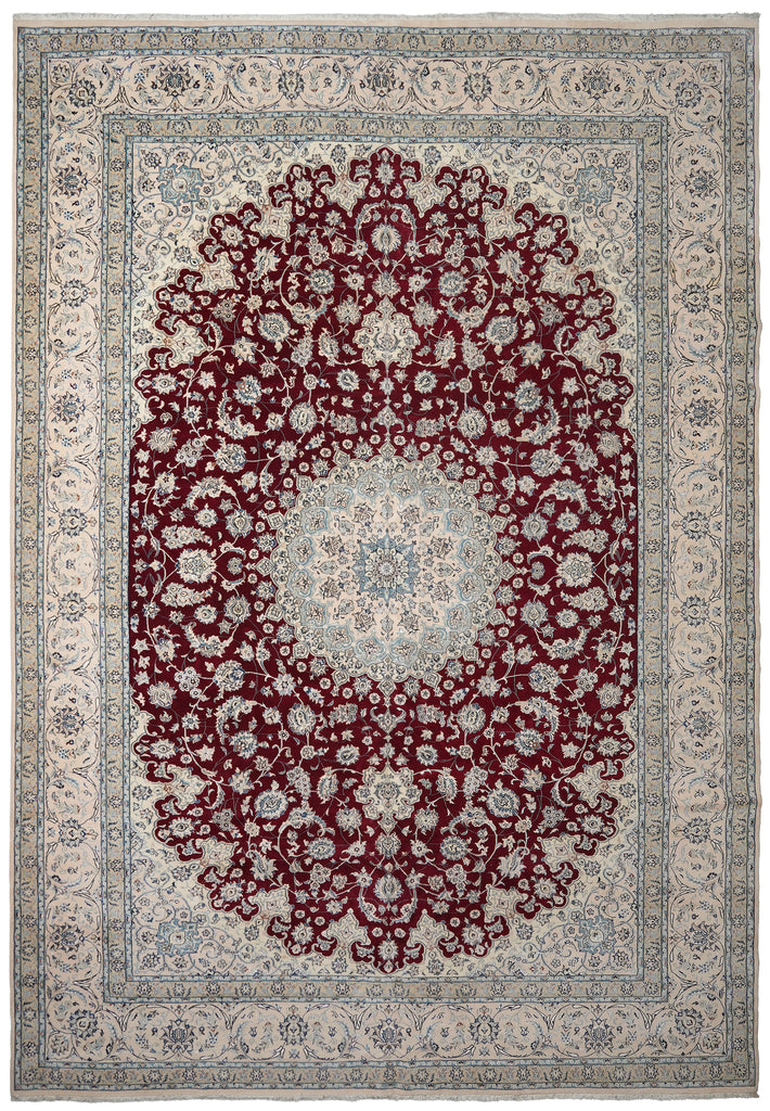 12.9 x 18.8 Authentic Persian Nain Rug Large Wool and Silk #PIX-696