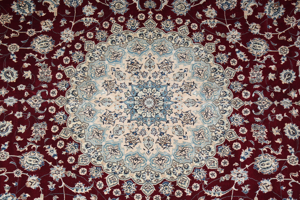 12.9 x 18.8 Authentic Persian Nain Rug Large Wool and Silk #PIX-696