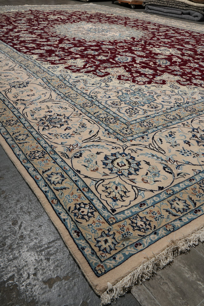 12.9 x 18.8 Authentic Persian Nain Rug Large Wool and Silk #PIX-696