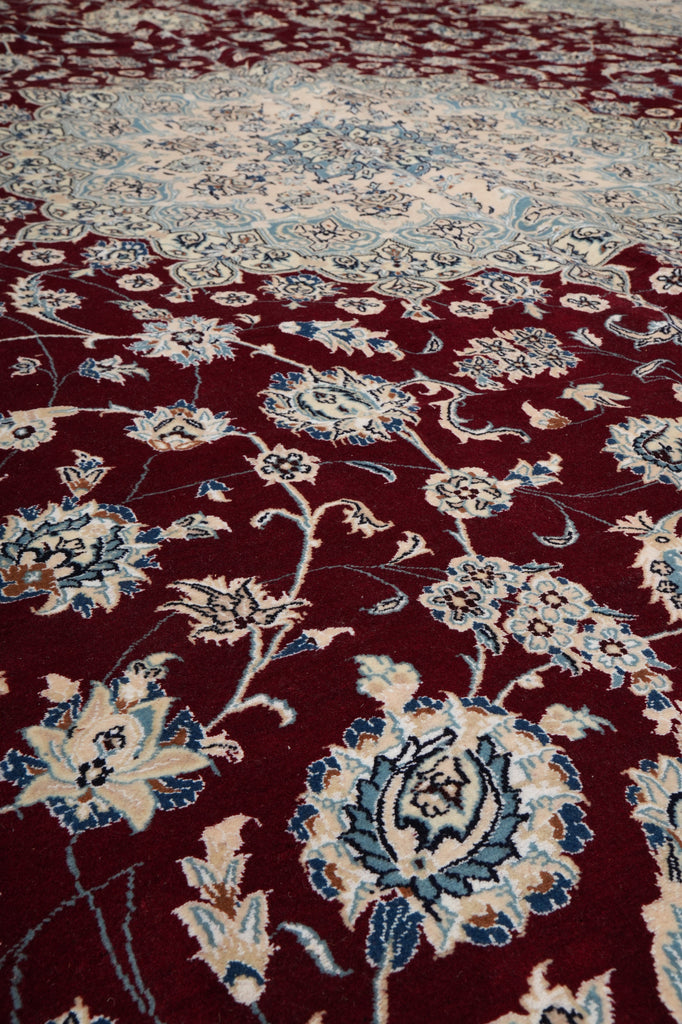 12.9 x 18.8 Authentic Persian Nain Rug Large Wool and Silk #PIX-696