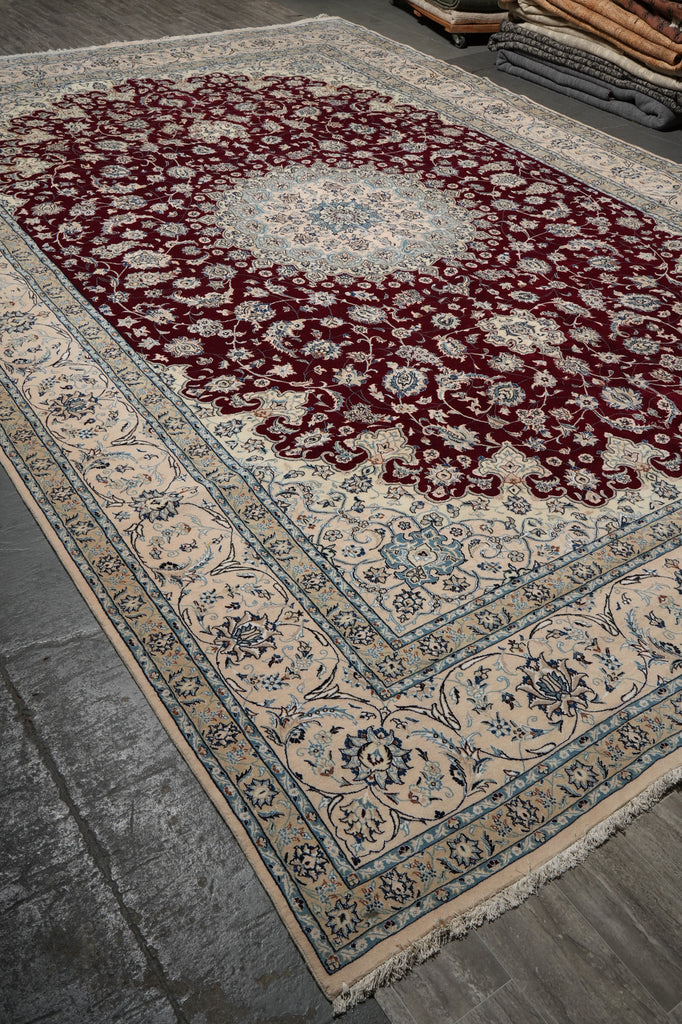12.9 x 18.8 Authentic Persian Nain Rug Large Wool and Silk #PIX-696