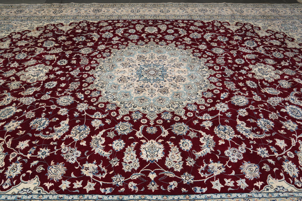 12.9 x 18.8 Authentic Persian Nain Rug Large Wool and Silk #PIX-696