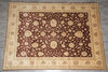 Load image into Gallery viewer, 9.1 x 12.6 Quality Natural Wool Handmade Zigler Rug Warm Burgundy Brown 