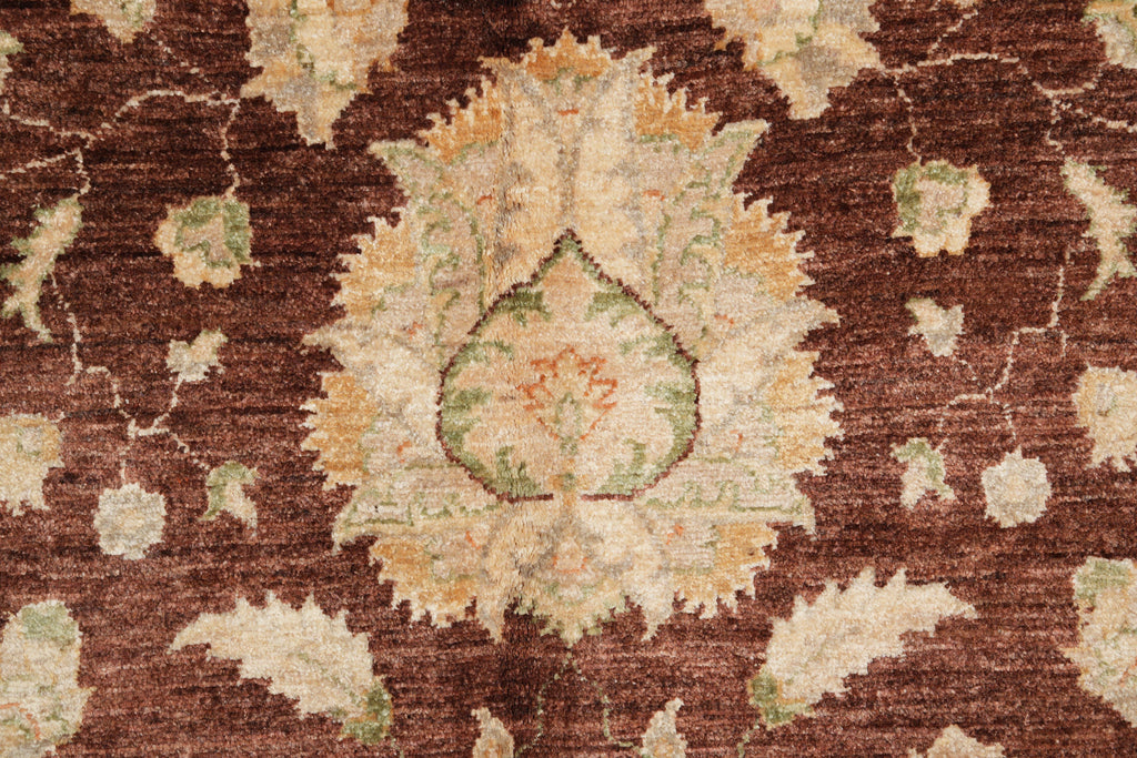 9 x 12.6 Quality Natural Wool Handmade Zigler Rug Warm Burgundy Brown #PIX-11555