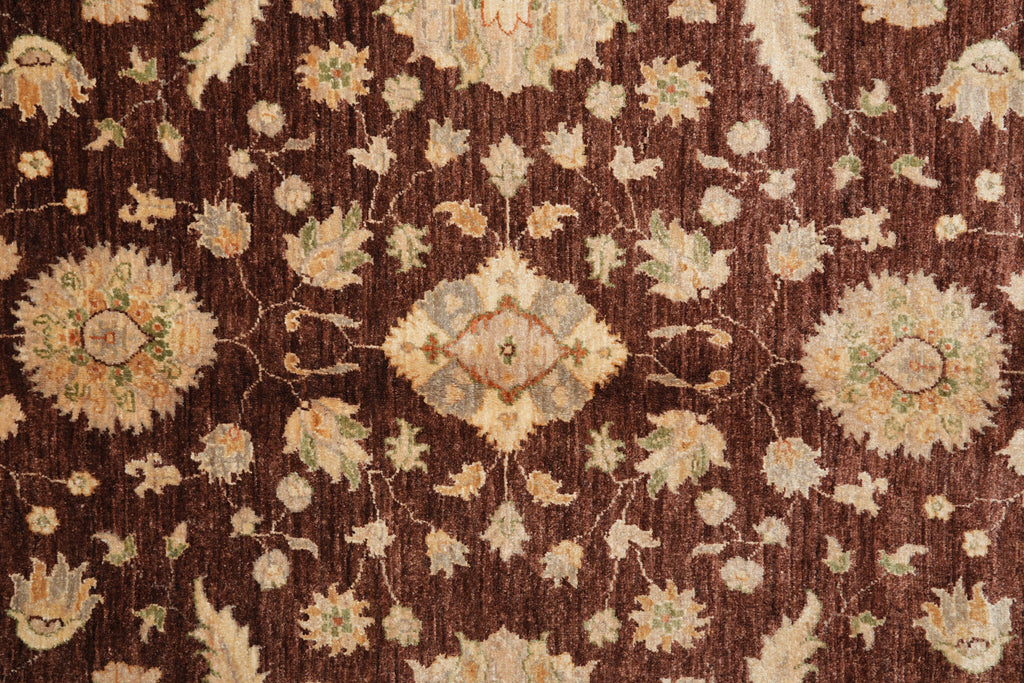 9 x 12.6 Quality Natural Wool Handmade Zigler Rug Warm Burgundy Brown #PIX-11555