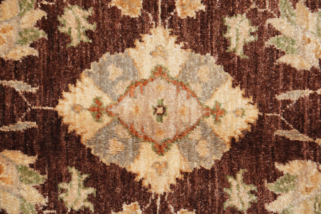 9 x 12.6 Quality Natural Wool Handmade Zigler Rug Warm Burgundy Brown #PIX-11555