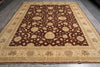 Load image into Gallery viewer, 9 x 12.6 Quality Natural Wool Handmade Zigler Rug Warm Burgundy Brown #PIX-11555