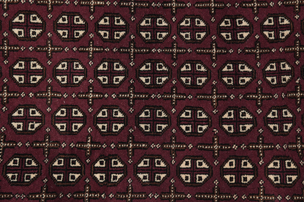 5.8 x 7.10 Handmade India Turkman Bokara Rug Burgundy Black #F-4448