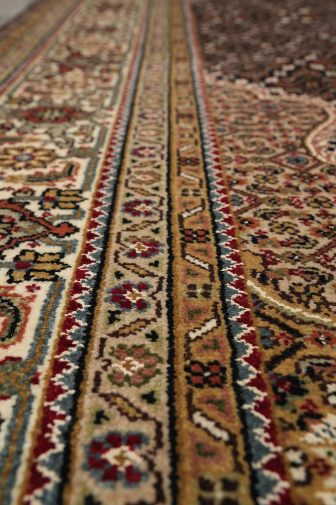 5.7 x 7.11 High Quality Handmade India Wool and Silk Tabriz Mahi Rug Black #F-4449