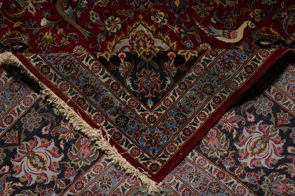 13 x 19.9 Fine Quality Wool & Silk Persian Tabriz Rug Bird 500+ KPSI #PIX-26239