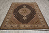 Load image into Gallery viewer, 5.7 x 7.11 High Quality Handmade India Wool and Silk Tabriz Mahi Rug Black #F-4449