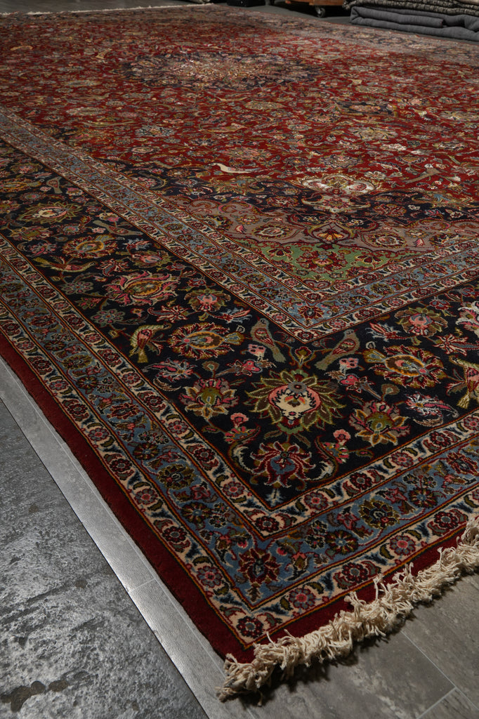 13 x 19.9 Fine Quality Wool & Silk Persian Tabriz Rug Bird 500+ KPSI #PIX-26239