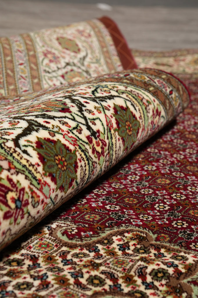 6.8 x 10 Authentic Persian Mahi Tabriz Rug Wool and Silk 400 KPSI  Roby Burgundy#F-4450