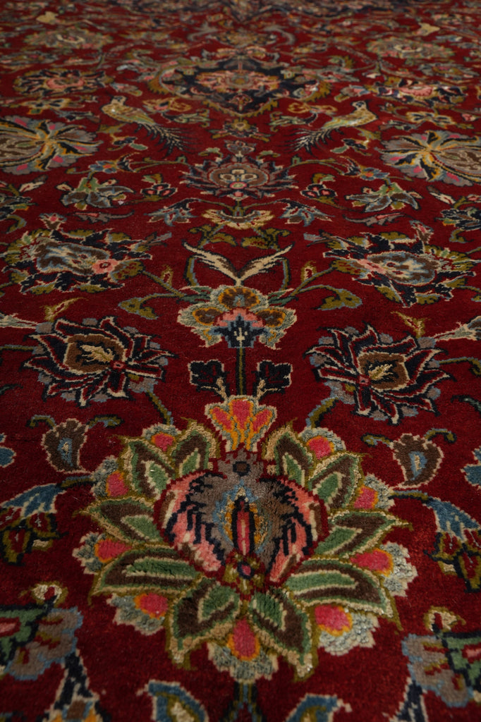 13 x 19.9 Fine Quality Wool & Silk Persian Tabriz Rug Bird 500+ KPSI #PIX-26239