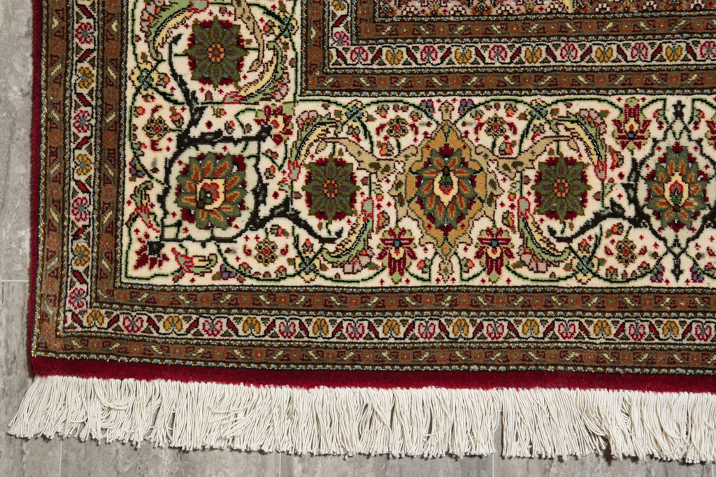 6.8 x 10 Authentic Persian Mahi Tabriz Rug Wool and Silk 400 KPSI  Roby Burgundy#F-4450