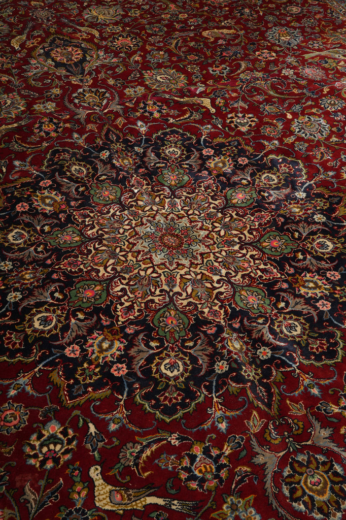 13 x 19.9 Fine Quality Wool & Silk Persian Tabriz Rug Bird 500+ KPSI #PIX-26239