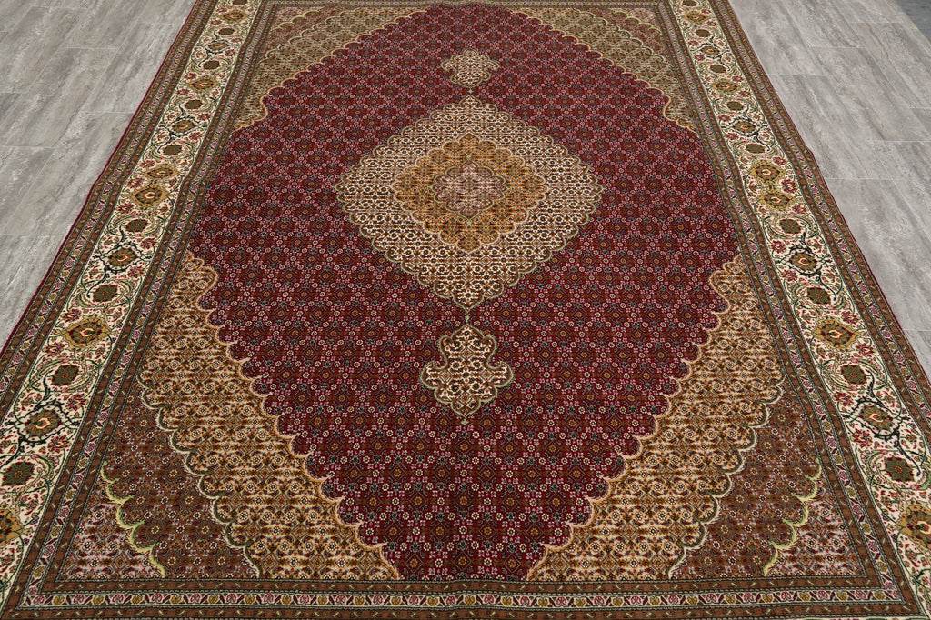 6.8 x 10 Authentic Persian Mahi Tabriz Rug Wool and Silk 400 KPSI  Roby Burgundy#F-4450