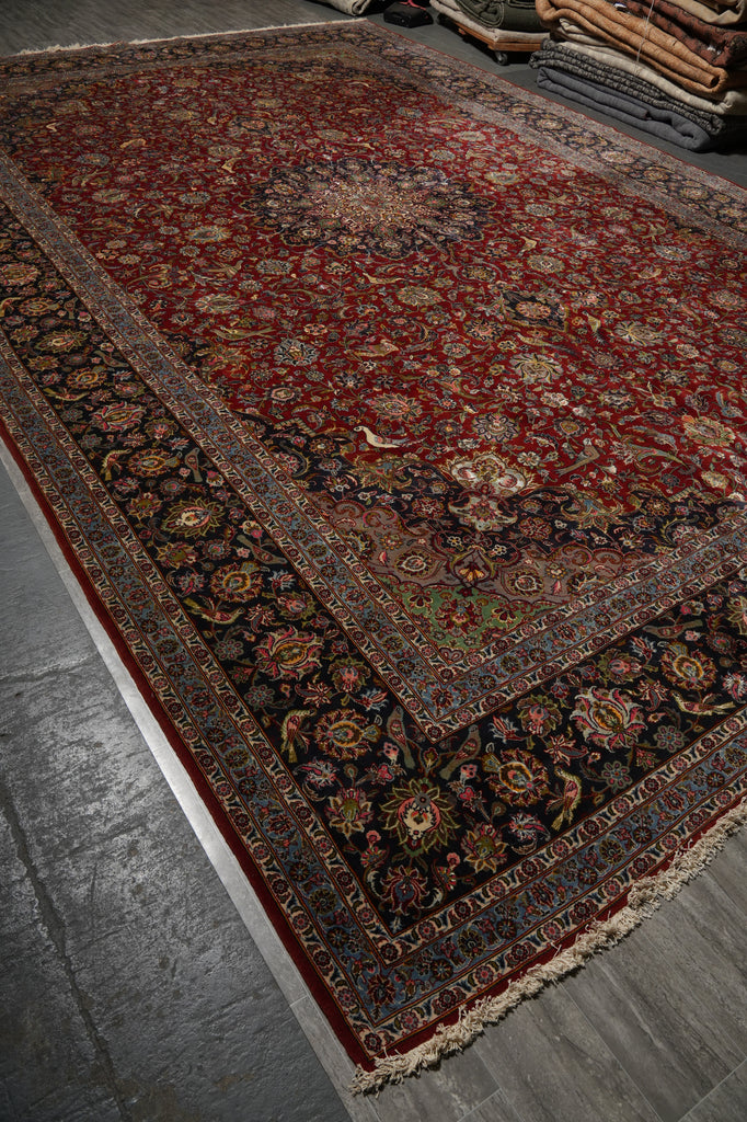 13 x 19.9 Fine Quality Wool & Silk Persian Tabriz Rug Bird 500+ KPSI #PIX-26239