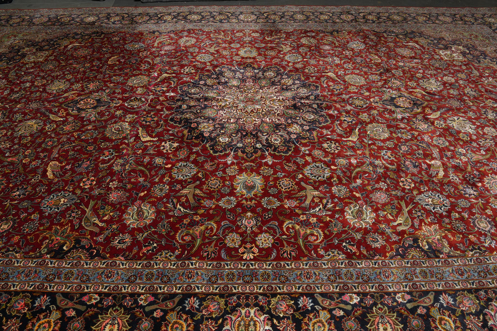 13 x 19.9 Fine Quality Wool & Silk Persian Tabriz Rug Bird 500+ KPSI #PIX-26239