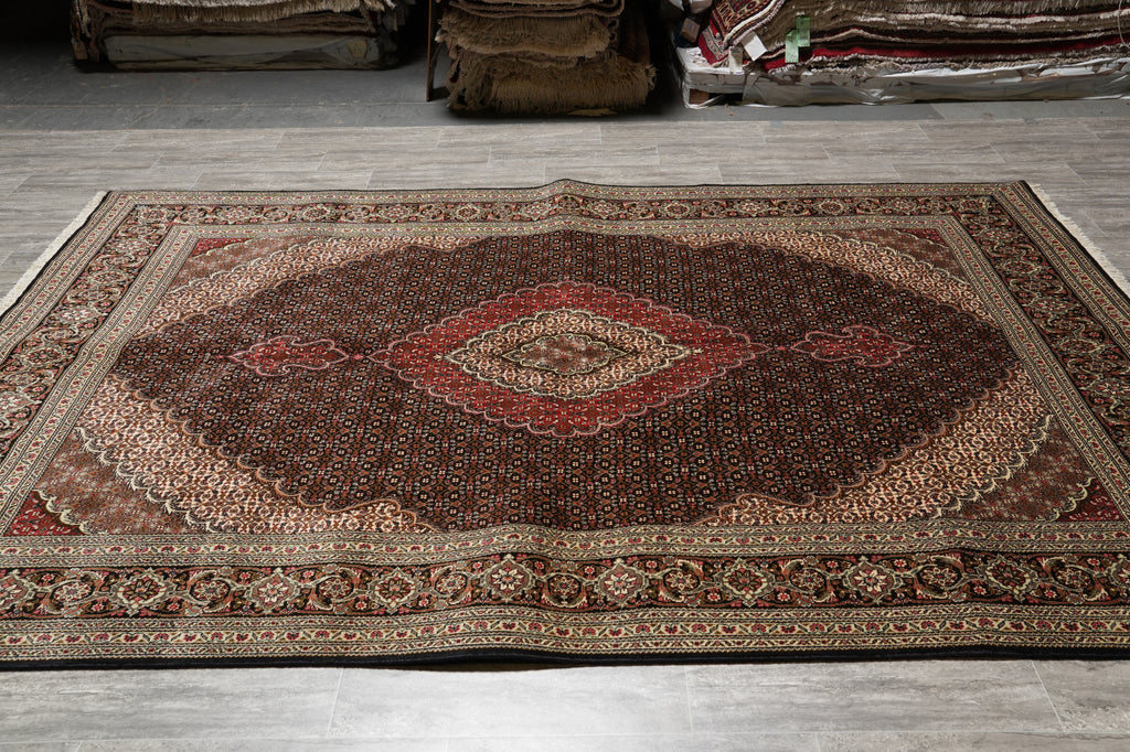 6.8 x 10 Genuine Persian Tabriz Mahi Rug High Quality Wool and Silk #PIX-3219