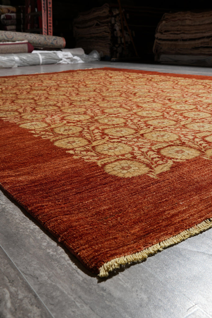 9 x 12.2 Beautiful Quality Handmade Rug  Natural Wool Vegie Dye Transtional Modern #F-4145