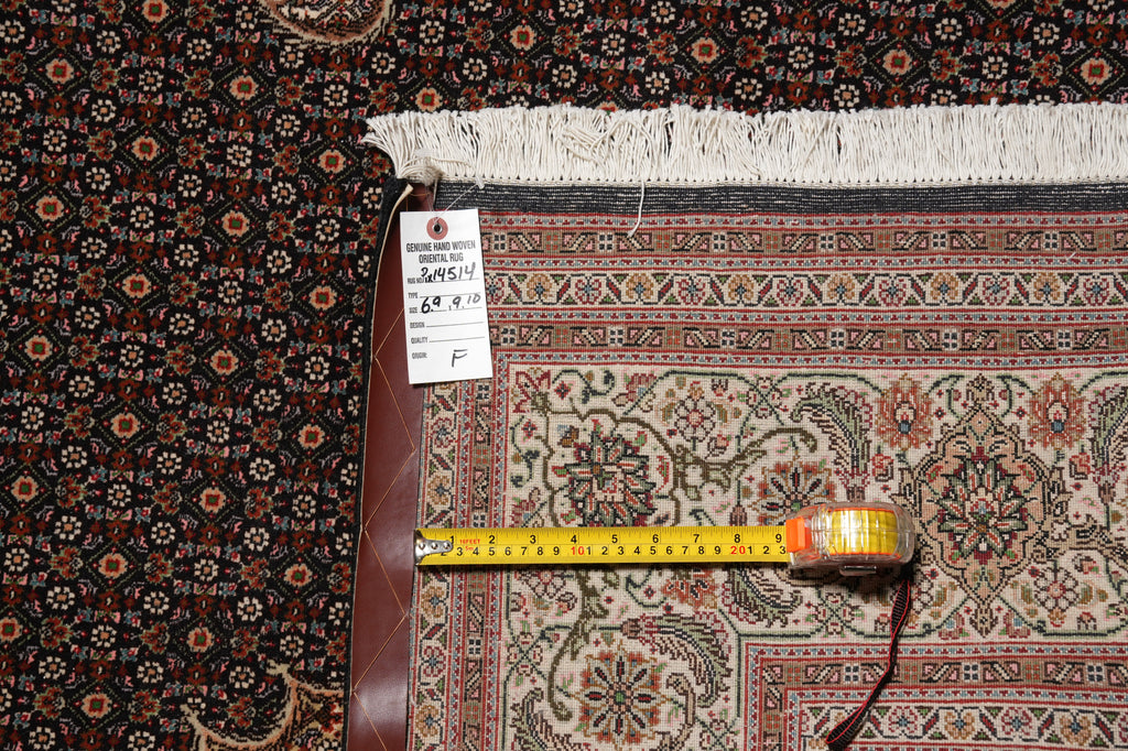 6.9 x 10 Genuine Persian Tabriz Mahi Fine Handmade Iran Wool and Silk 400 Kpsi Black #PIX-14514