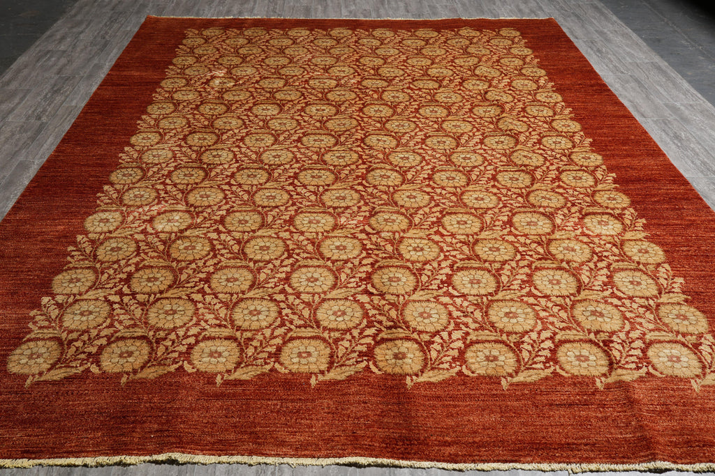 9 x 12.2 Beautiful Quality Handmade Rug  Natural Wool Vegie Dye Transtional Modern #F-4145