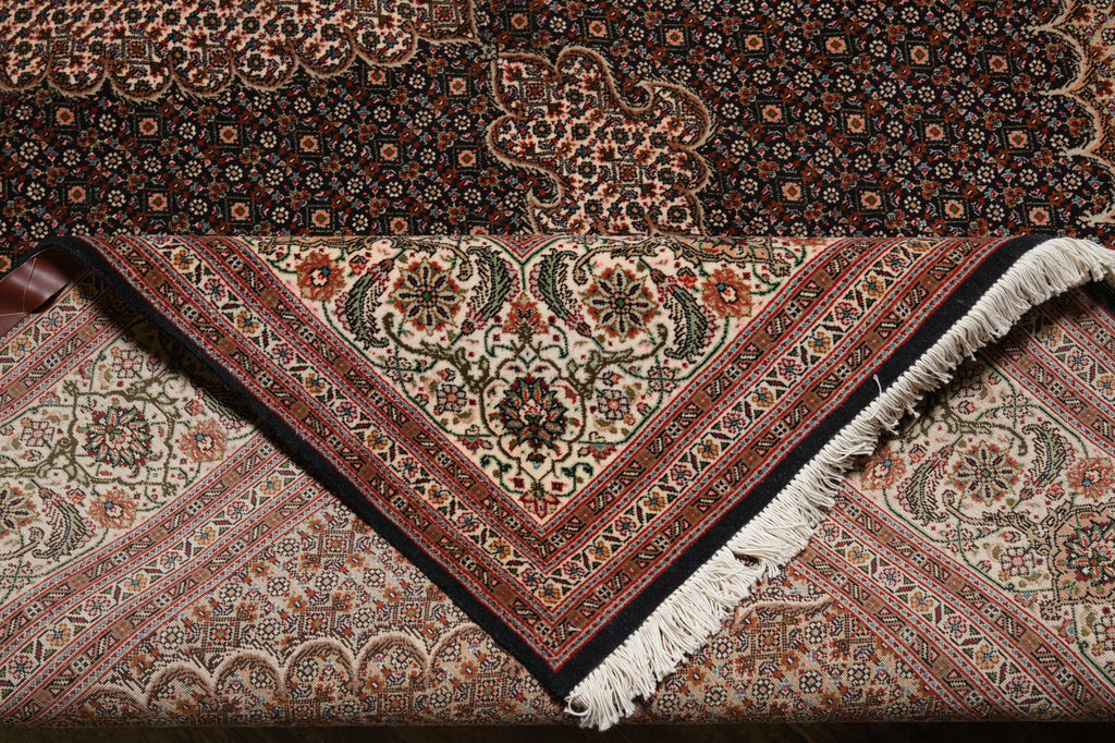 6.9 x 10 Genuine Persian Tabriz Mahi Fine Handmade Iran Wool and Silk 400 Kpsi Black #PIX-14514
