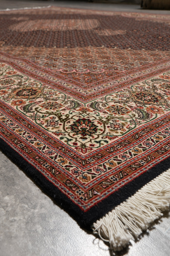 6.9 x 10 Genuine Persian Tabriz Mahi Fine Handmade Iran Wool and Silk 400 Kpsi Black #PIX-14514