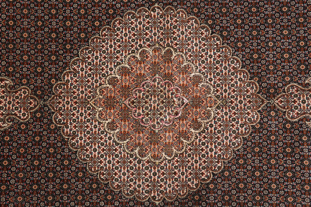 6.9 x 10 Genuine Persian Tabriz Mahi Fine Handmade Iran Wool and Silk 400 Kpsi Black #PIX-14514
