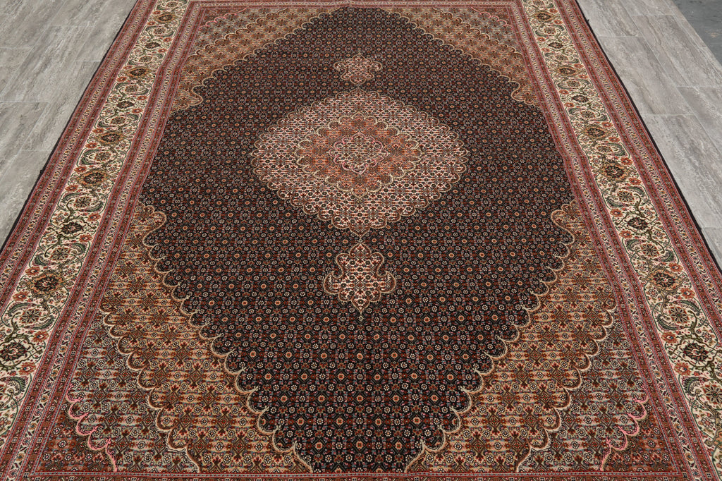 6.9 x 10 Genuine Persian Tabriz Mahi Fine Handmade Iran Wool and Silk 400 Kpsi Black #PIX-14514