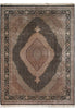 Load image into Gallery viewer, 8.10 x 11.10 Black Fine Quality Wool and Silk Tabriz Mahi Handmade Rug #F-4451