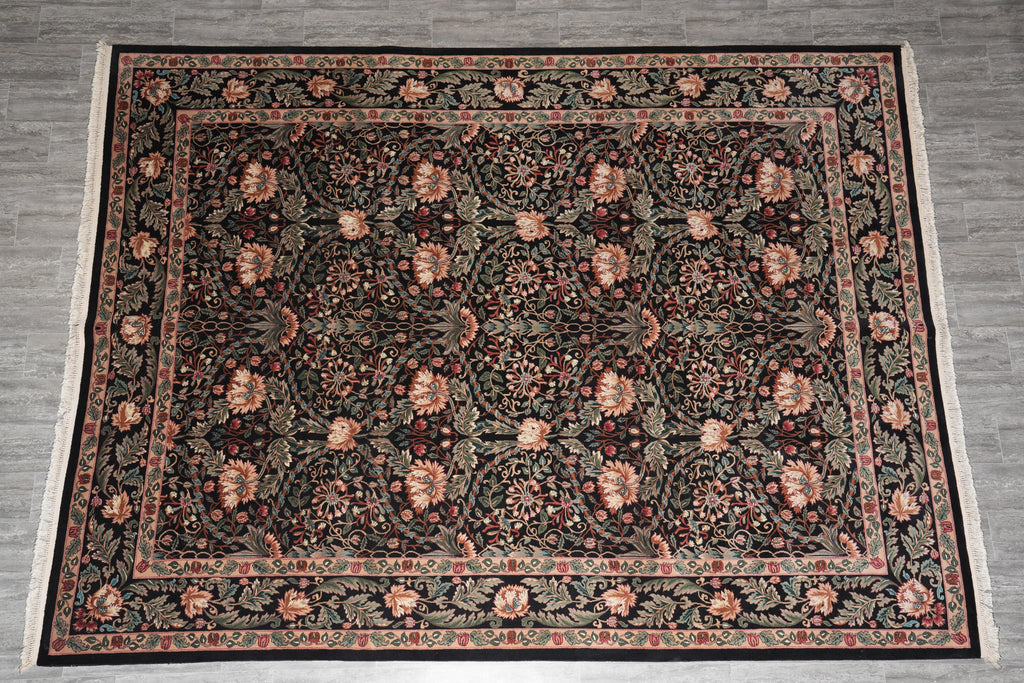 9 x 12 Quality Handmade Rug Fine Weave Dense Wool Black #F-4147