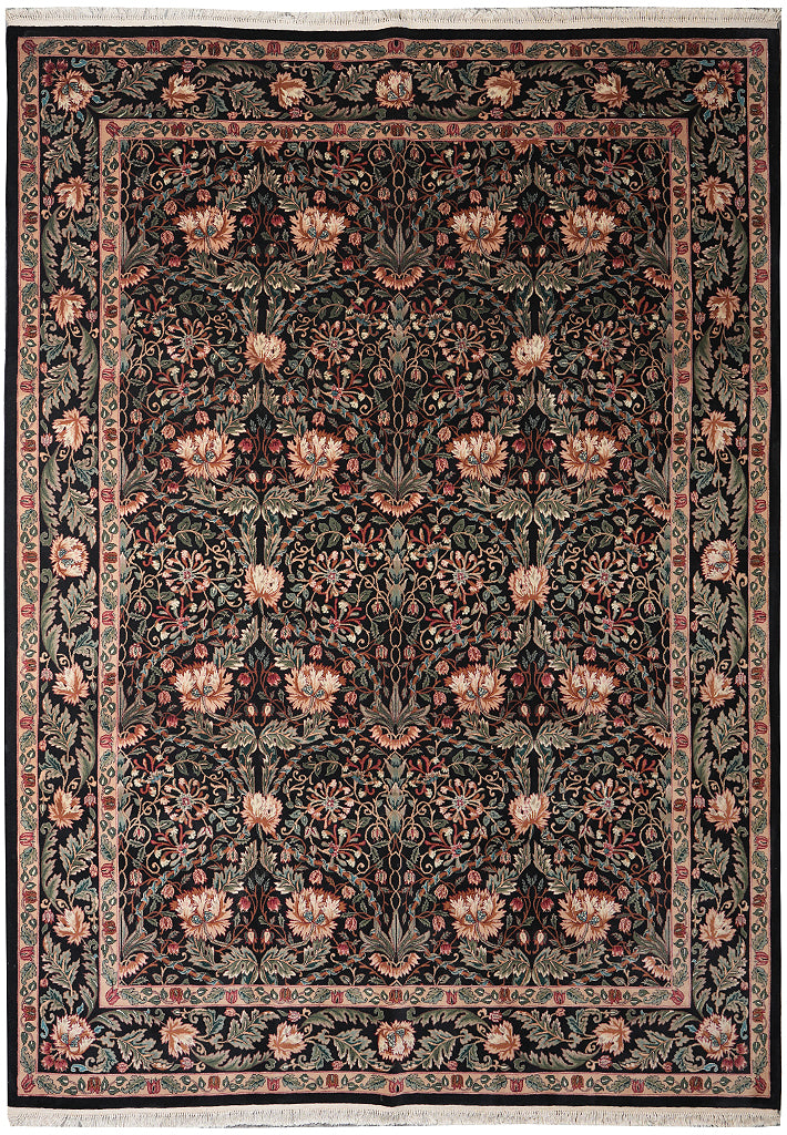 9 x 12 Quality Handmade Rug Fine Weave Dense Wool Black #F-4147