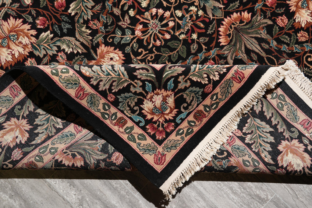 9 x 12 Quality Handmade Rug Fine Weave Dense Wool Black #F-4147