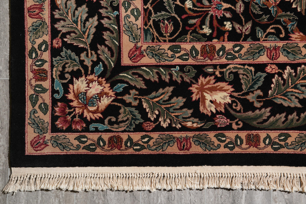 9 x 12 Quality Handmade Rug Fine Weave Dense Wool Black #F-4147