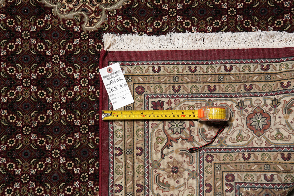 6.7 x 9.10 Elegant Quality Wool and Silk Handmade Tabriz Mahi Rug Rich Ruby #F-4452