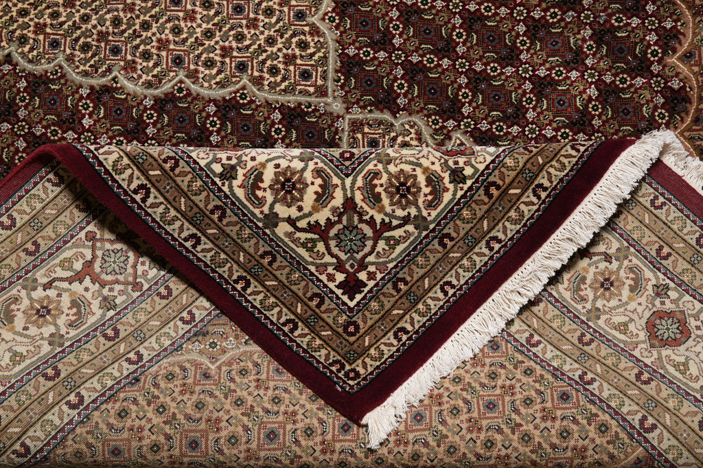 6.7 x 9.10 Elegant Quality Wool and Silk Handmade Tabriz Mahi Rug Rich Ruby #F-4452