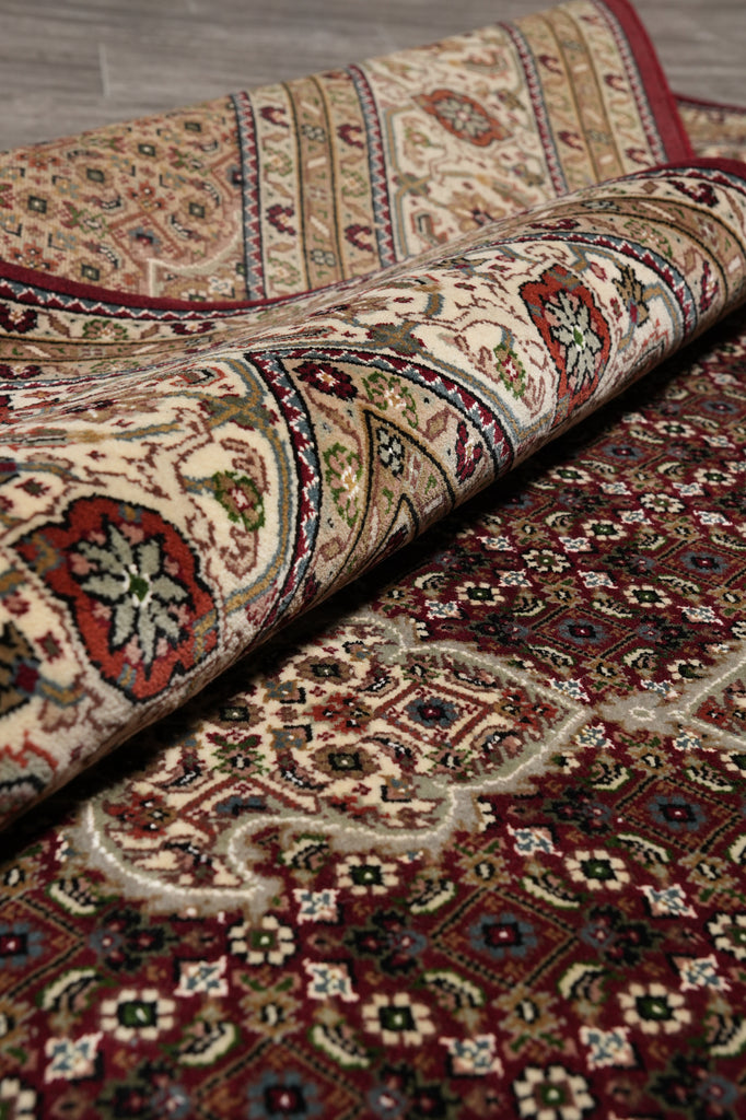 6.7 x 9.10 Elegant Quality Wool and Silk Handmade Tabriz Mahi Rug Rich Ruby #F-4452