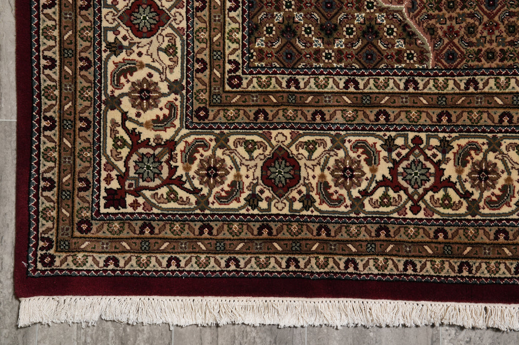 6.7 x 9.10 Elegant Quality Wool and Silk Handmade Tabriz Mahi Rug Rich Ruby #F-4452