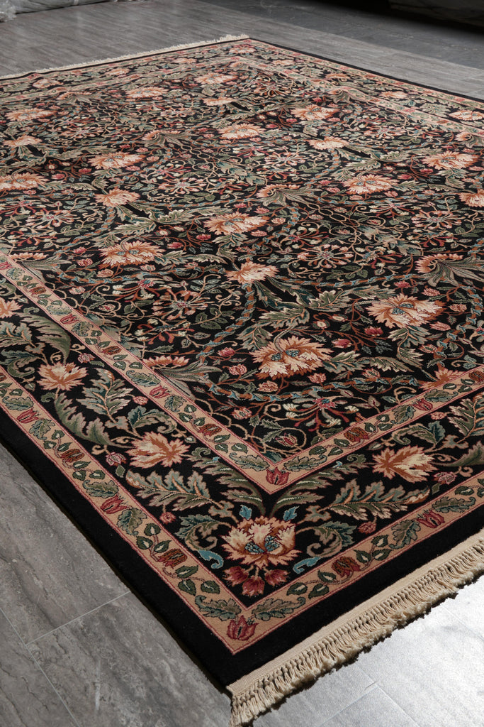 9 x 12 Quality Handmade Rug Fine Weave Dense Wool Black #F-4147