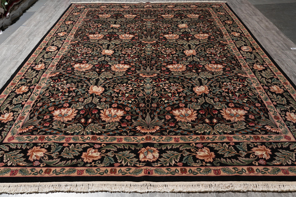 9 x 12 Quality Handmade Rug Fine Weave Dense Wool Black #F-4147