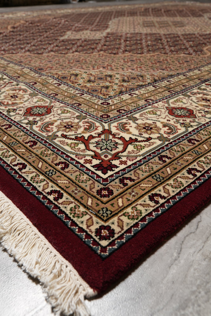 6.7 x 9.10 Elegant Quality Wool and Silk Handmade Tabriz Mahi Rug Rich Ruby #F-4452