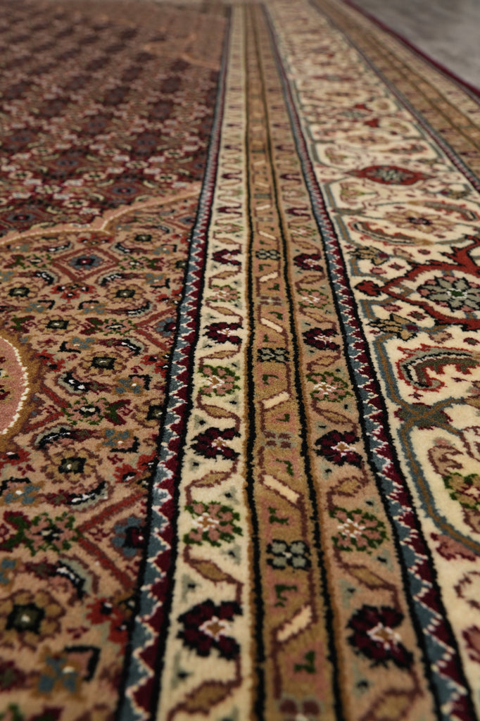 6.7 x 9.10 Elegant Quality Wool and Silk Handmade Tabriz Mahi Rug Rich Ruby #F-4452